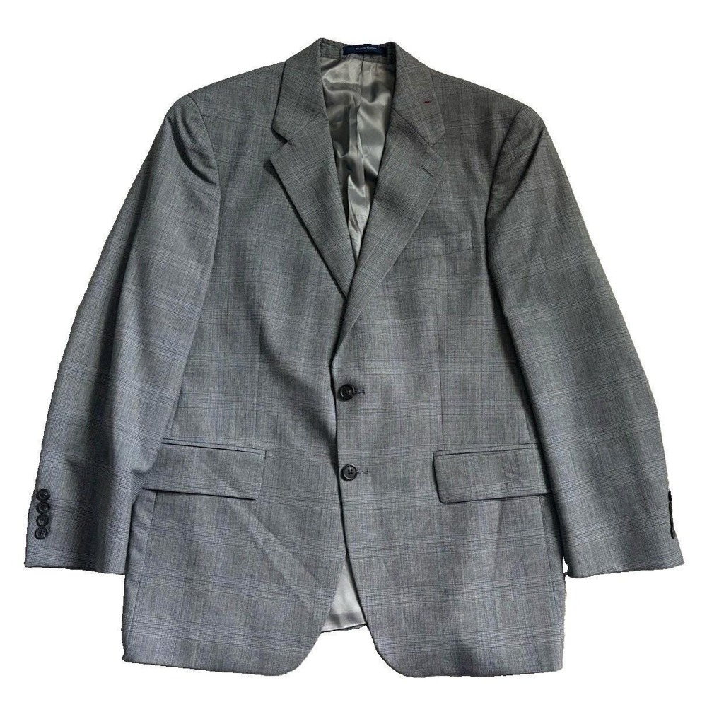 Vtg Ralph Lauren Chaps Glen Plaid 2pc Suit 41R 100% Wool Gray Made in Canada - Picture 5 of 14